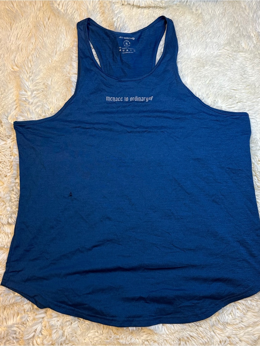 Jed North size XL Navy Blue Racerback Training Tank “menace to ordinary”